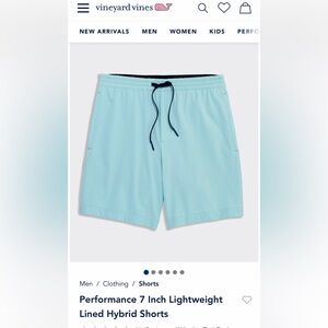 Vineyard Vines Men's Swim Hybrids in Light Blue/Teal with Navy Liner